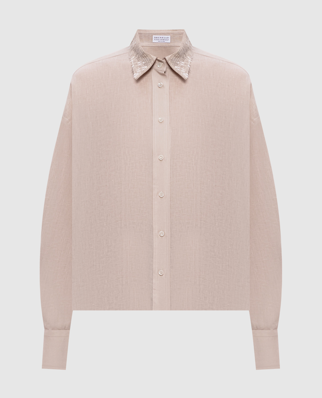Gray linen shirt with sequins