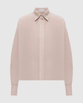 Brunello Cucinelli Gray linen shirt with sequins MA698RH306