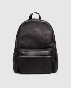 Orciani Black leather backpack with textured logo P00711LGN