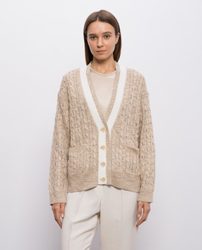 Brunello Cucinelli Beige hemp and silk cardigan MWA576306