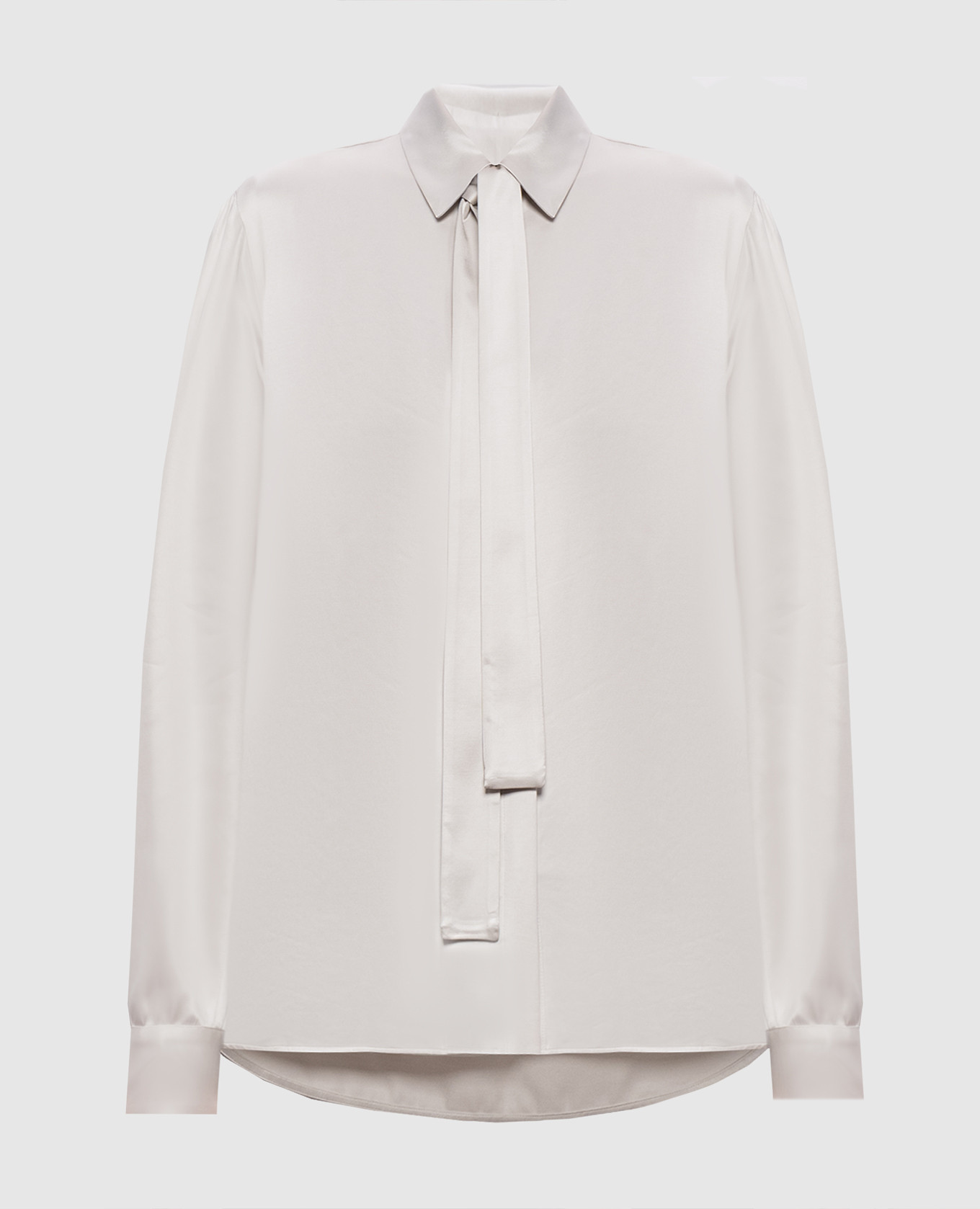 Gray blouse with ribbon
