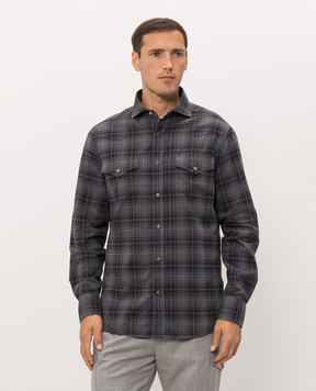 Brunello Cucinelli Gray checkered shirt MY6544008