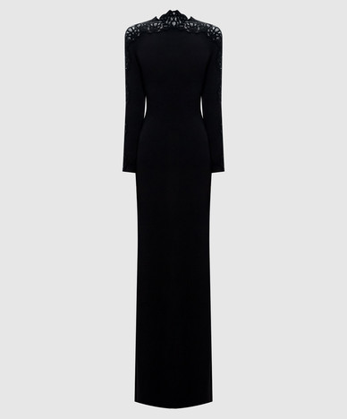 Schwarzes Maxikleid mit Spitze