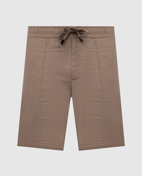 ISAIA Brown linen shorts PNC021P9110