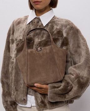 Brunello Cucinelli Storial brown suede bag with logo embossing MBDLB2840