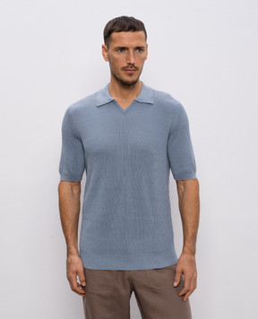 Brunello Cucinelli Blue polo collar t-shirt M29400015