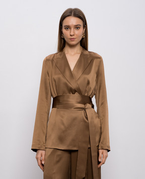 JOSEPH Archer brown double-breasted silk jacket JF009608
