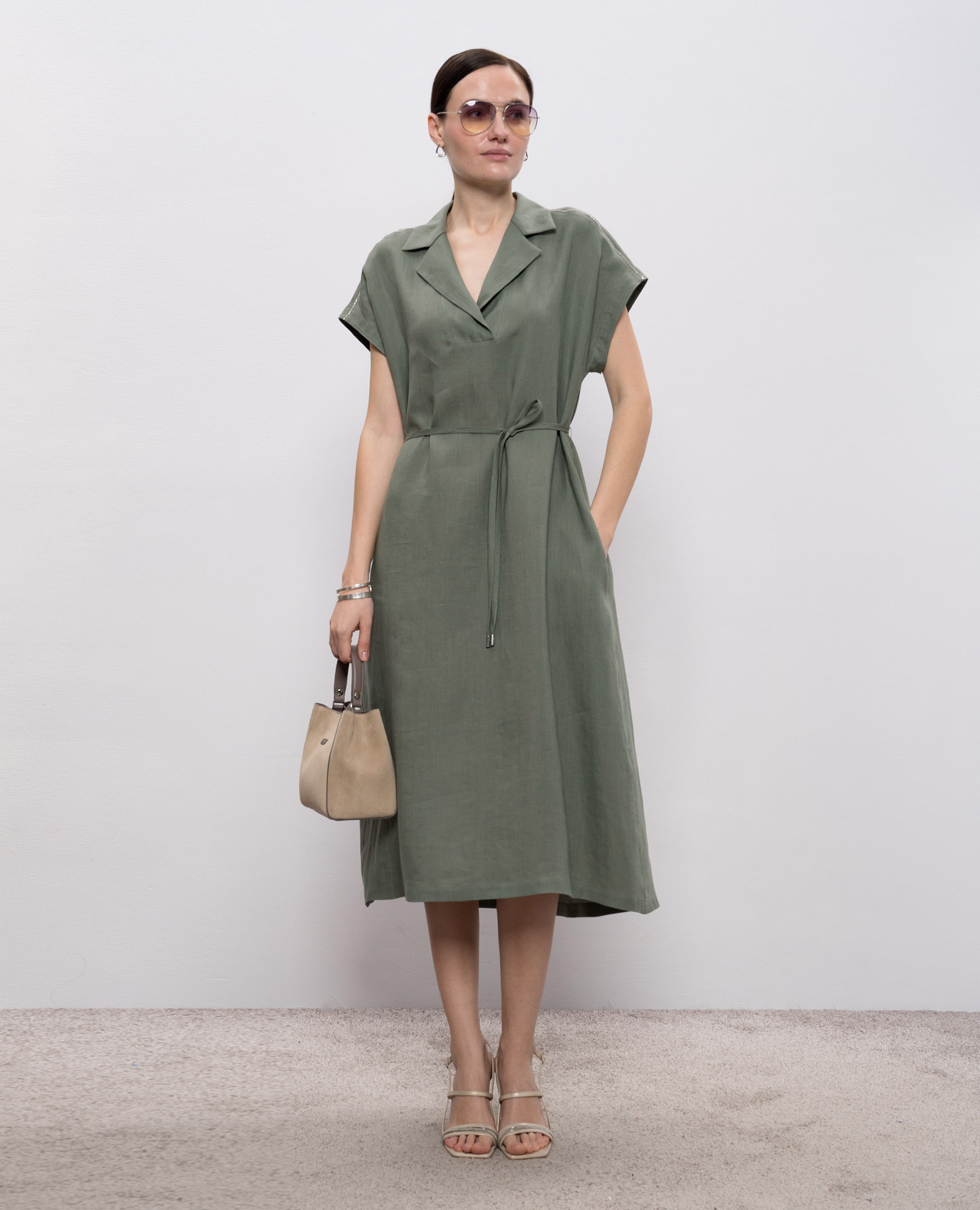 

Green linen midi dress Peserico