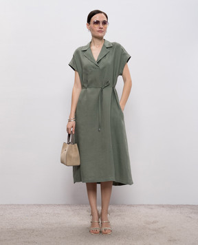 Peserico Green linen midi dress S02412A02647