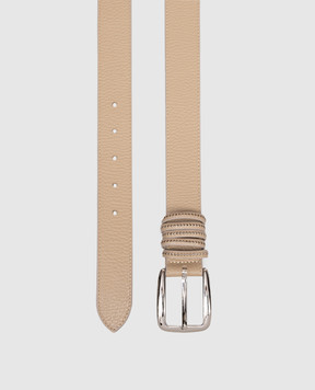 Peserico Beige leather belt with logo A32599C0CC768