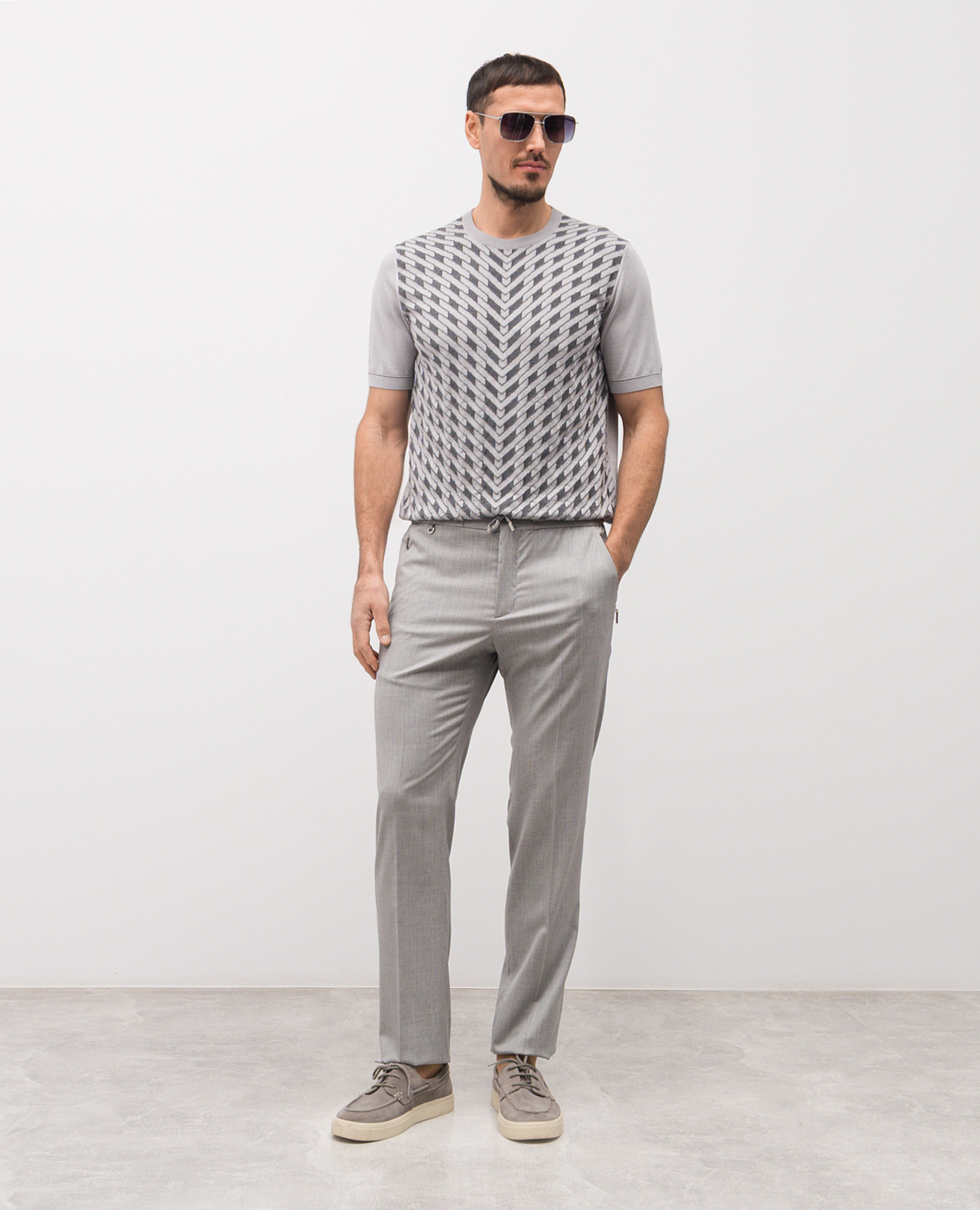 

Gray T-shirt with patterned silk Stefano Ricci, Grey