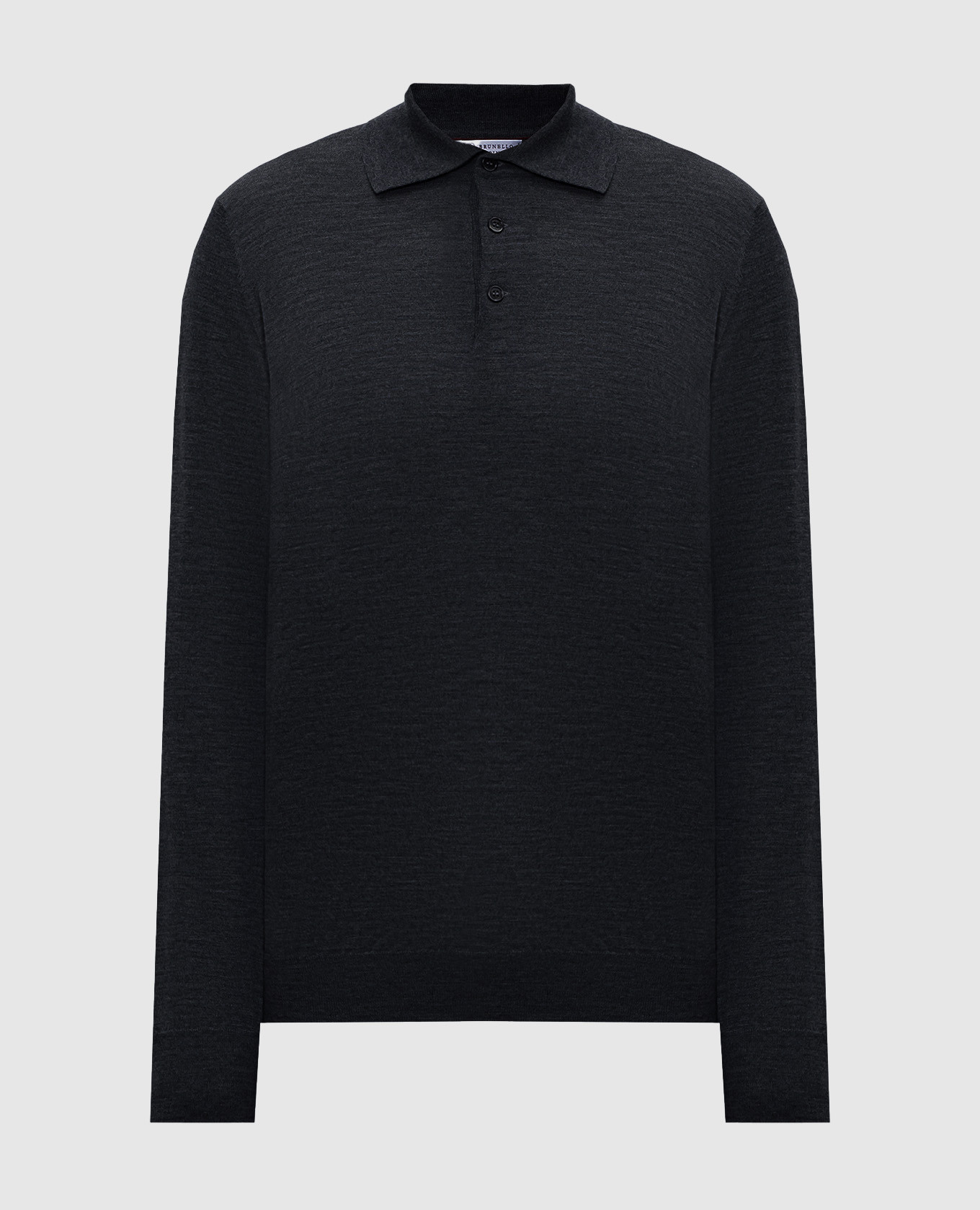 Dark gray wool and cashmere polo shirt