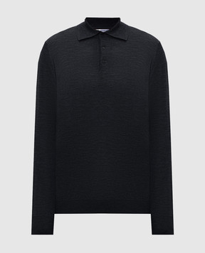 Brunello Cucinelli Dark gray wool and cashmere polo shirt M2400295