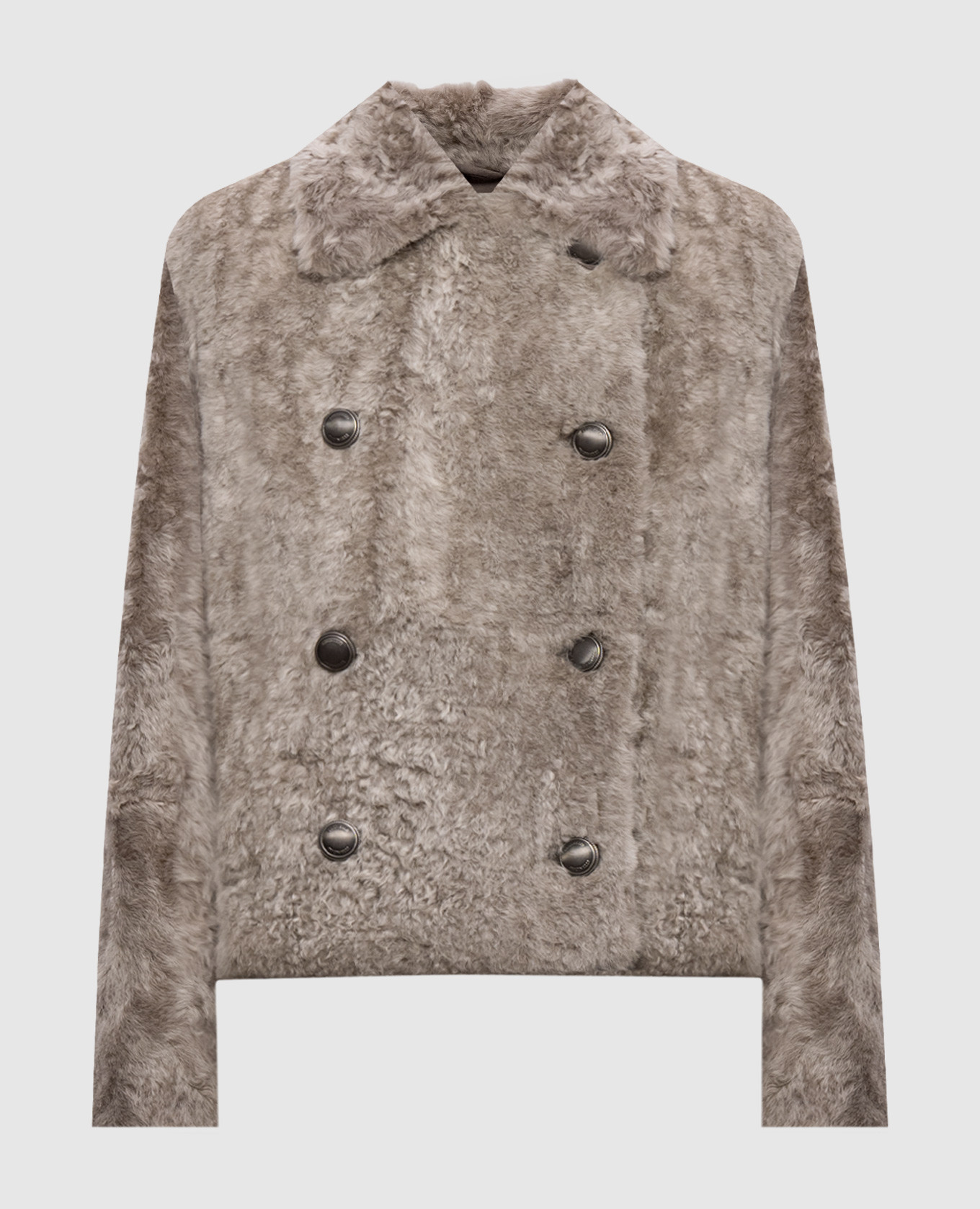 Beige cropped double-breasted sheepskin coat Fuzzy