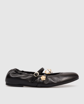 Stuart Weitzman Black leather ballet flats Socharming Mary SN124