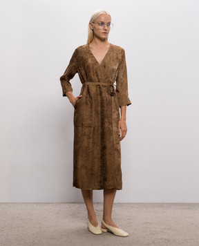 UMA WANG Brown Anthea patterned wrap dress UP5042