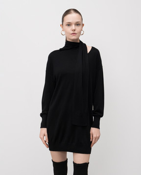 Twinset Black wool mini dress with logo 252AT3100