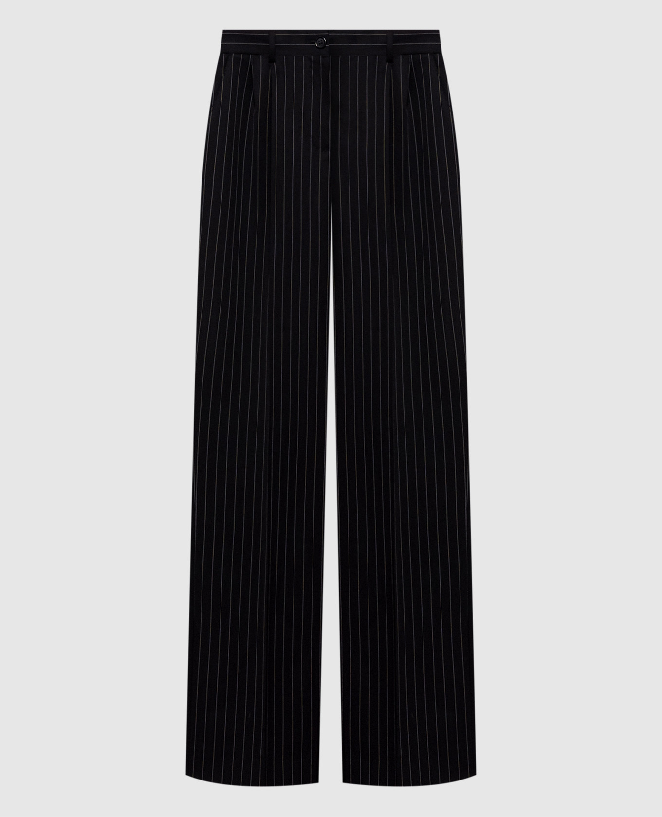 Pantalon en laine à rayures noires