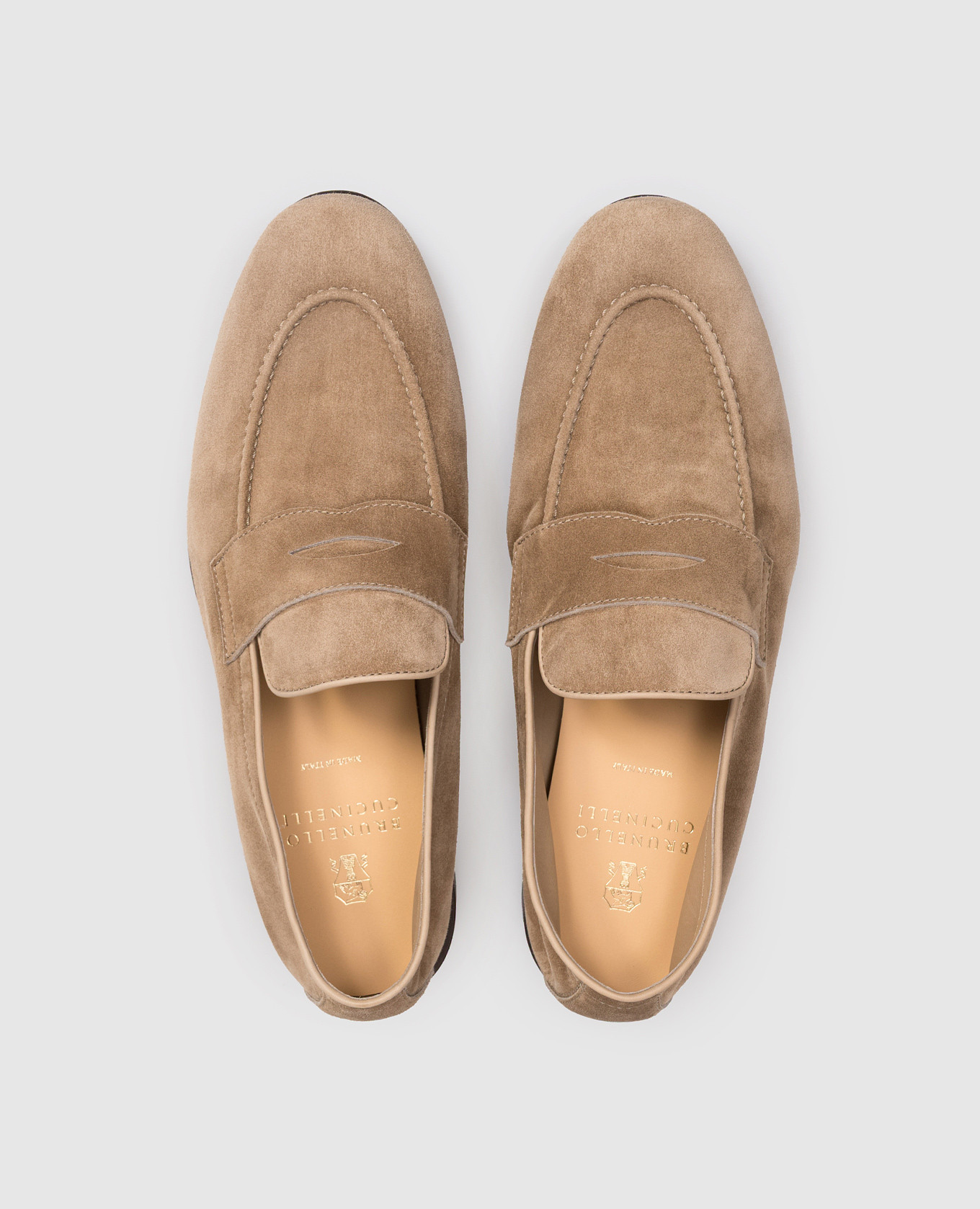 Beige suede loafers Soft Brunello Cucinelli 4