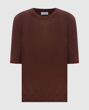 Brunello Cucinelli Brown cashmere top with lurex M9A822200