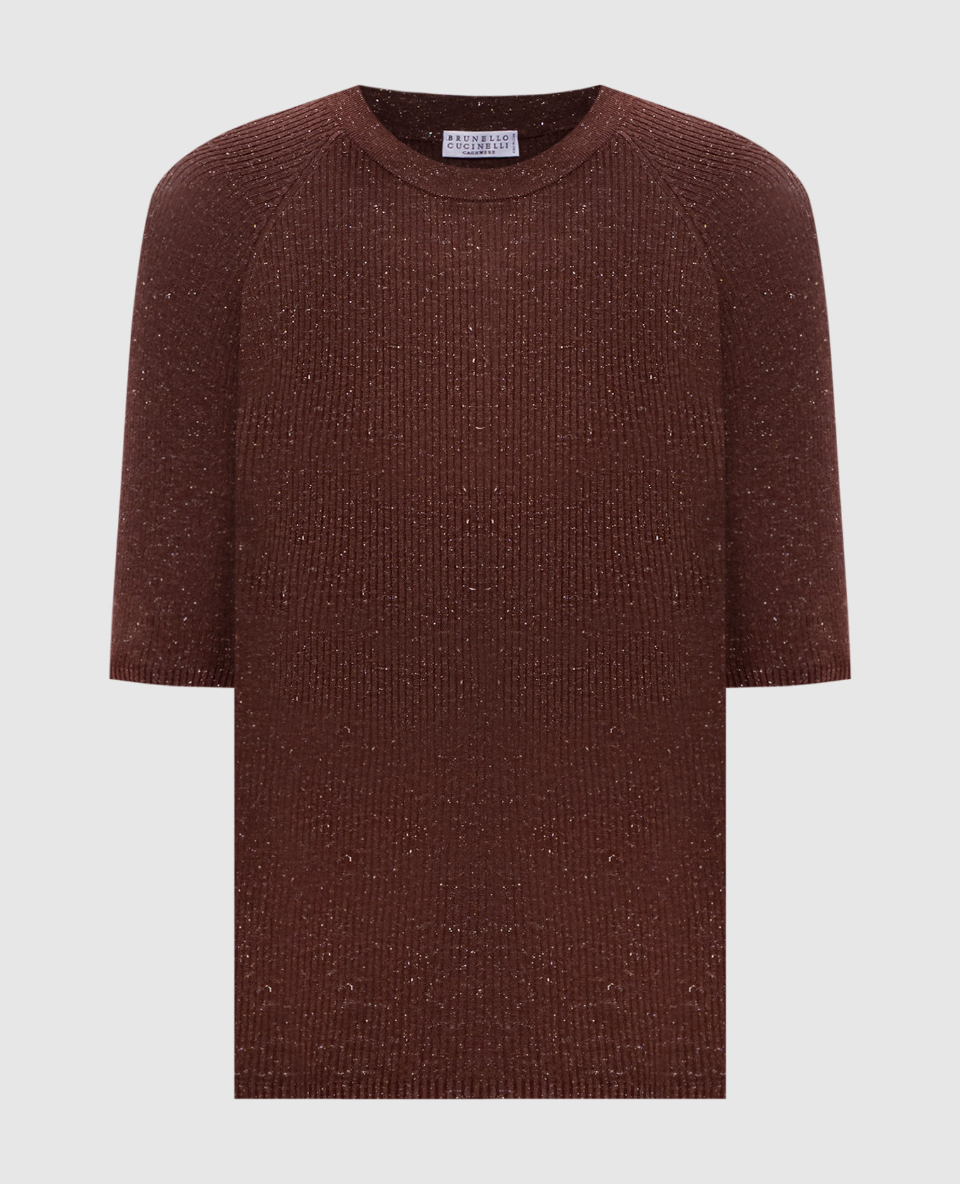 Brown cashmere top with lurex