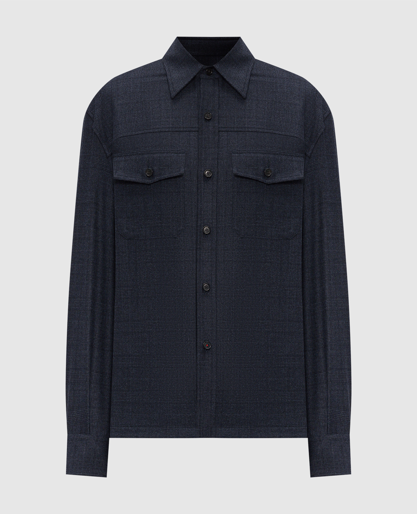 Blue wool check shirt