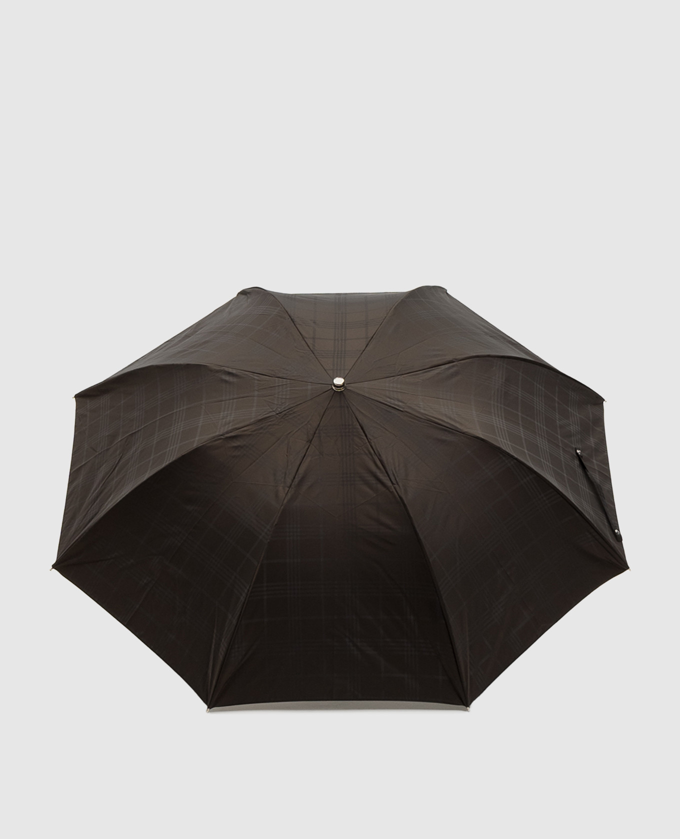 Brown folding umbrella with check pattern