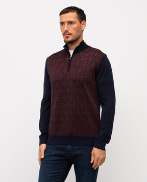Stefano Ricci Blue wool, silk and cashmere patterned jumper KE08015L01E25371