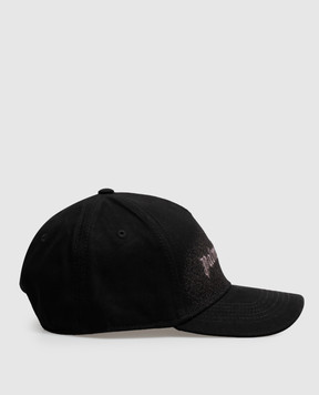 Palm Angels Black cap with logo embroidery PAMLB001FB012