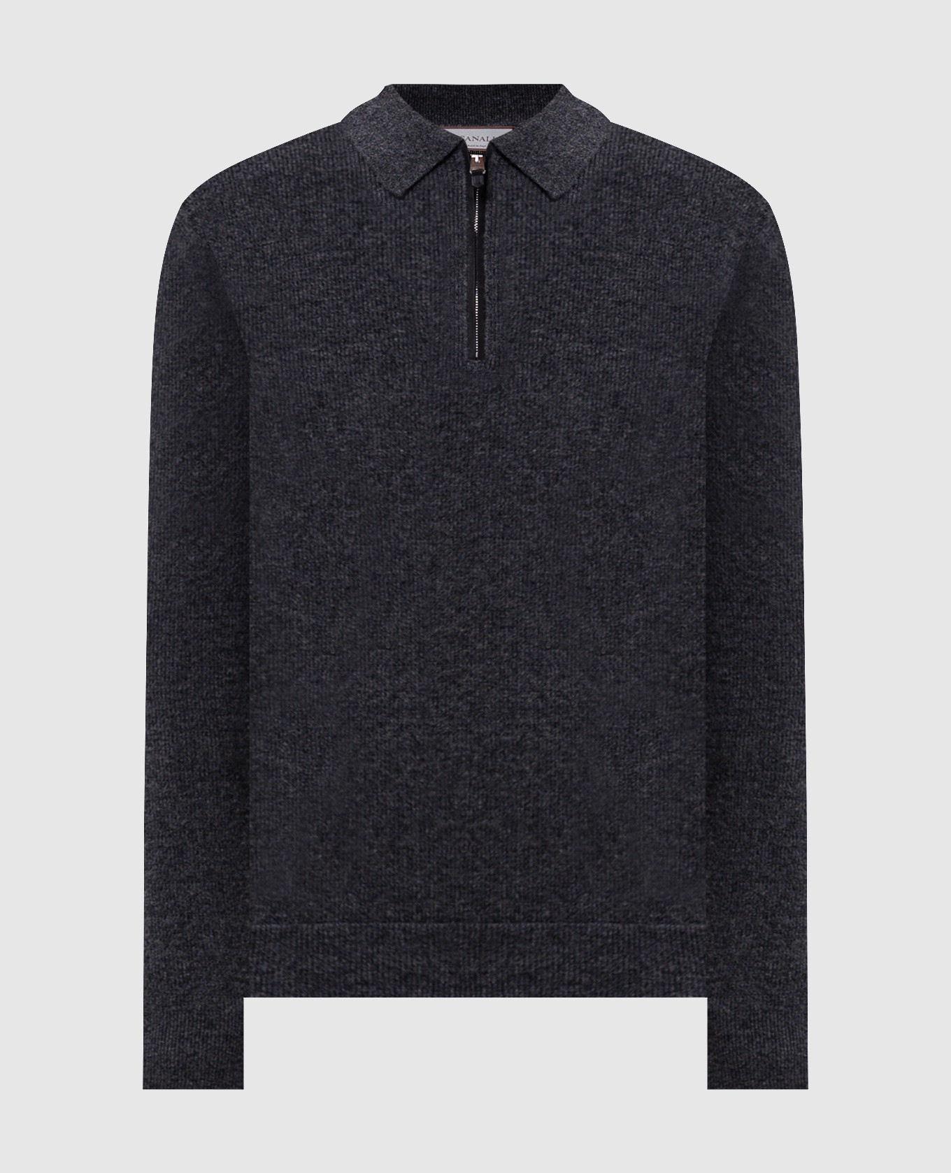 Grey wool and cashmere jumper with polo collar