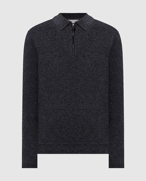Canali Grey wool and cashmere jumper with polo collar MK02547C1237
