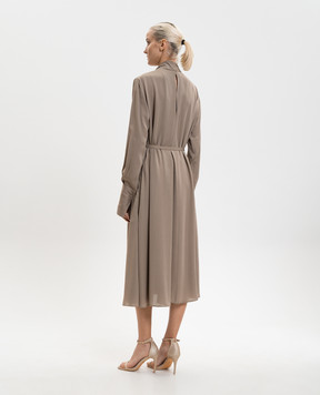 Tom Ford Brown silk midi dress AB3639FAX1507