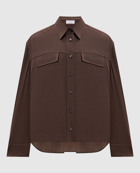Brunello Cucinelli Brown shirt with wool MP542M1S06