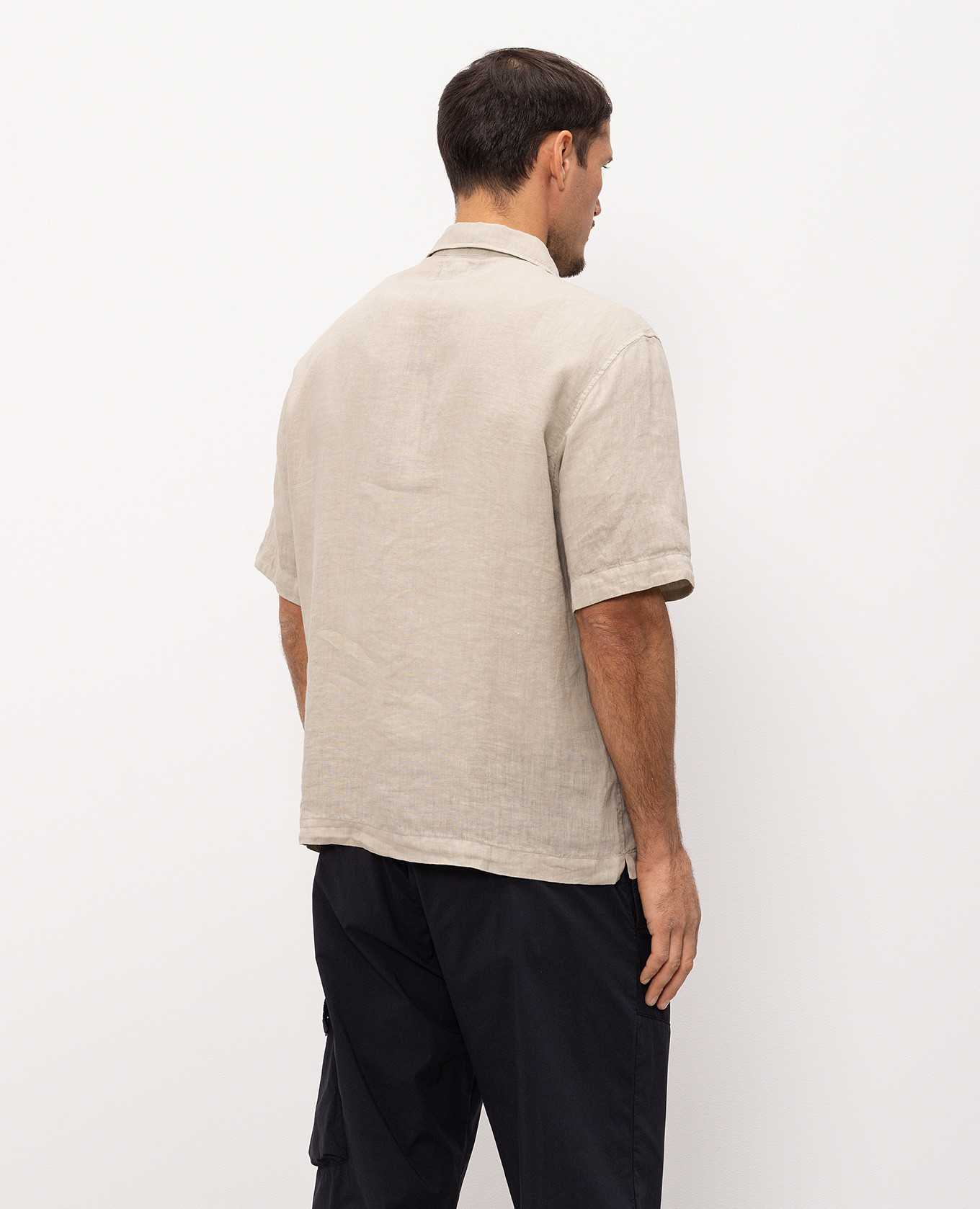 

Beige linen shirt with logo print C.P. Company