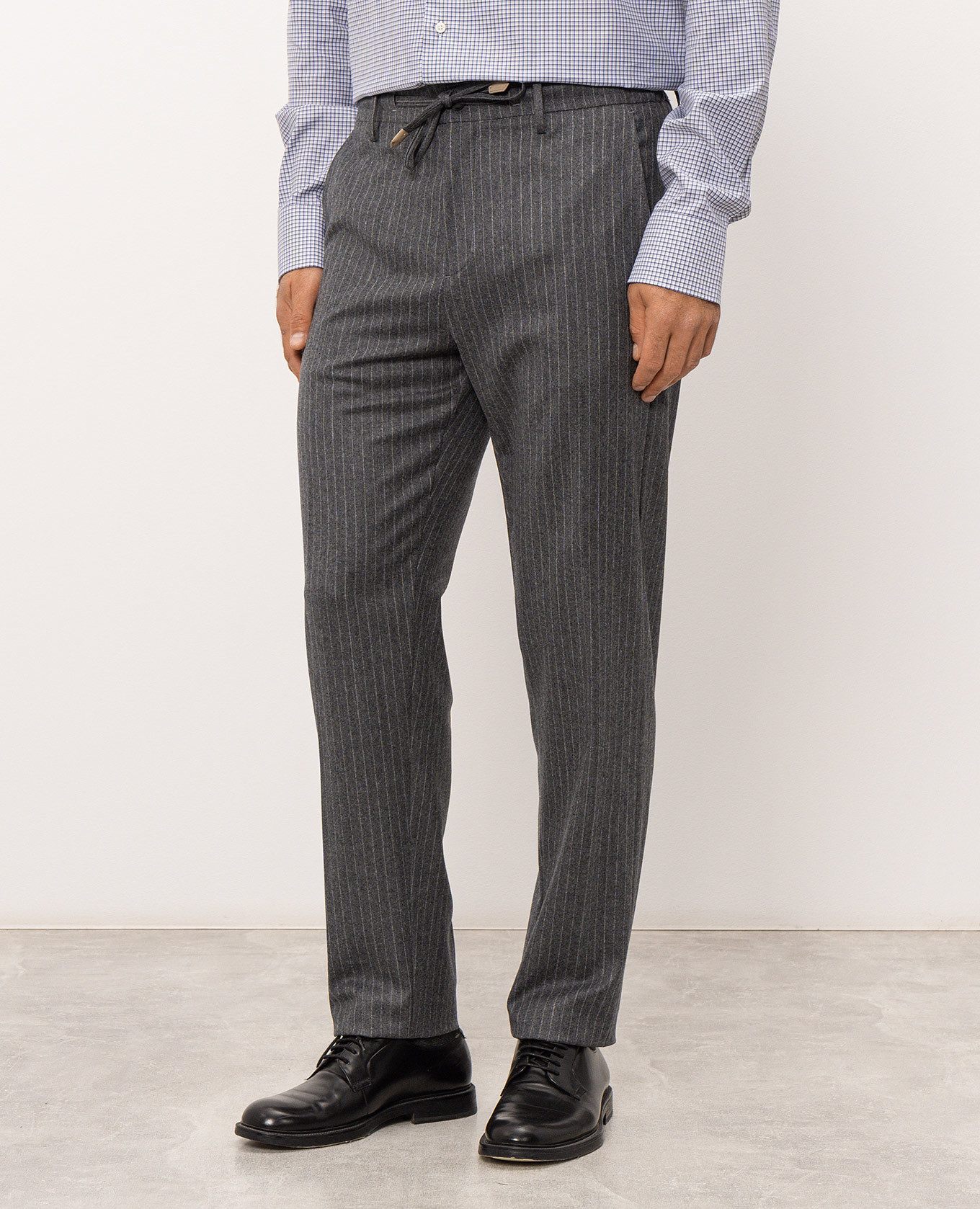 Gray striped wool pants Canali 3