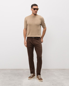 ISAIA Beige linen and silk T-shirt MG8362Y0508