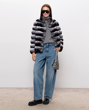 Fabio Gavazzi Gray chinchilla fur coat FG2428FDOR