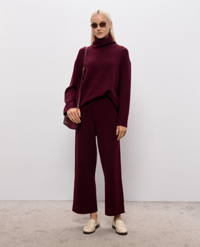 Allude Burgundy wool and cashmere sweater with slits 26517105