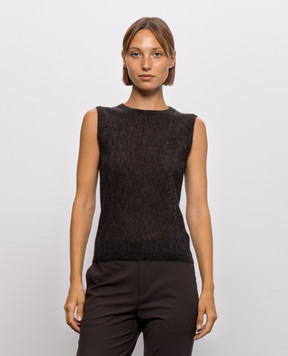 Brunello Cucinelli Brown wool and silk top with lurex MFR493700