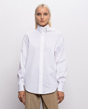 Brunello Cucinelli White shirt with a monil chain MP091M2I16
