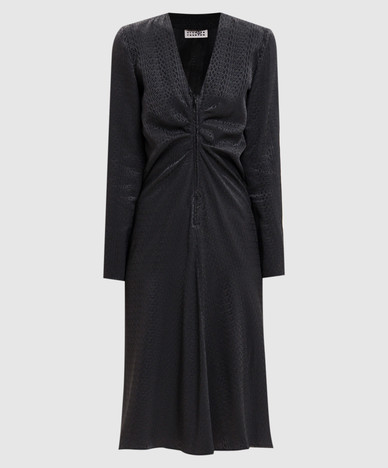 Black dress with logo pattern