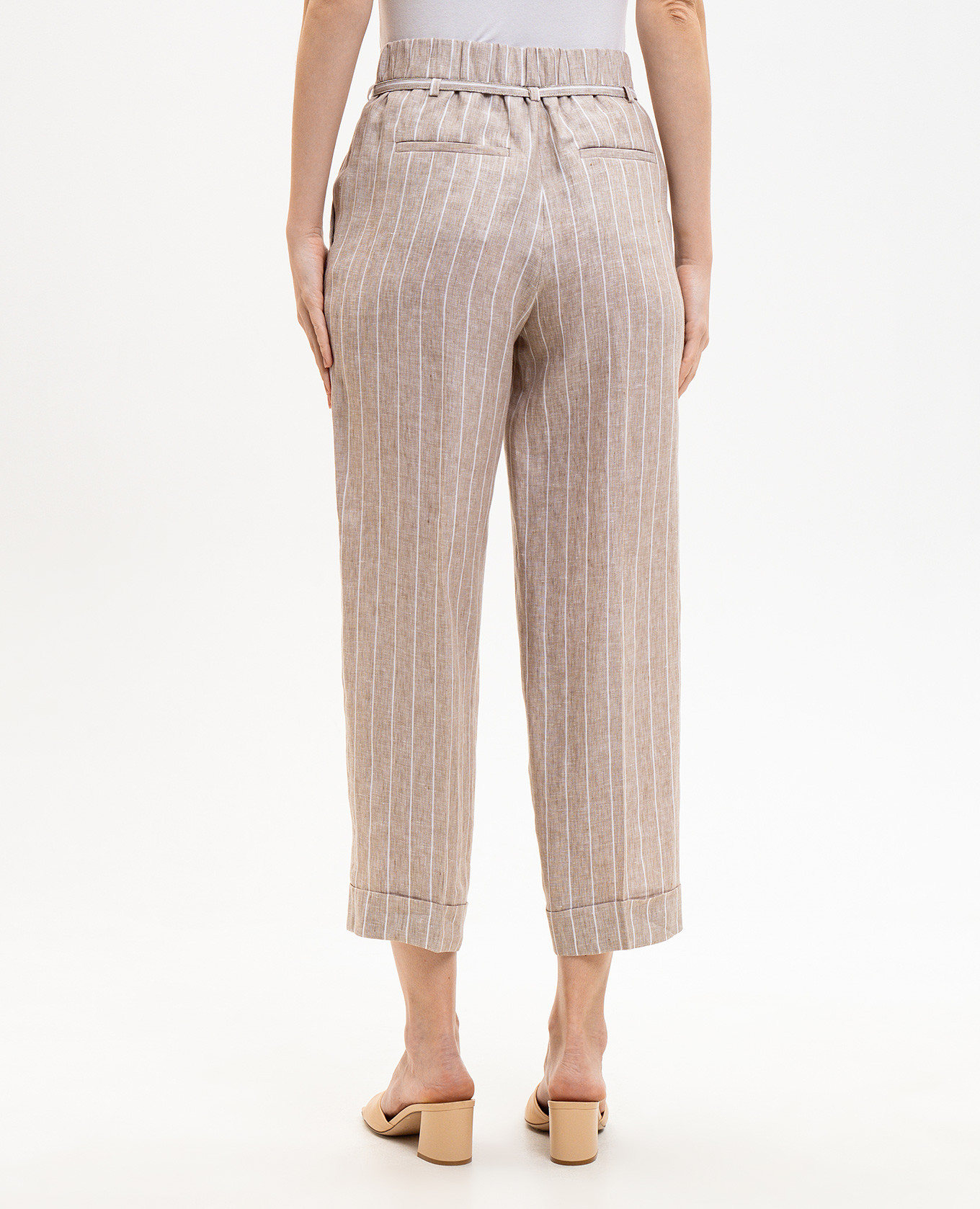 

Beige striped linen pants Peserico
