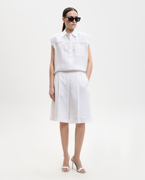 Agnona White linen Bermuda shorts T81103XU3049