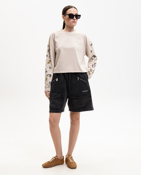 Off-White Black shorts with logo print 2CI006S26FLE001