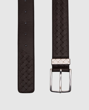 Bottega Veneta Brown leather belt with weaving 843902V5XN1