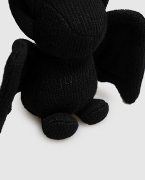 Juun.j Black bat keychain with embroidered logo JC678ZP025