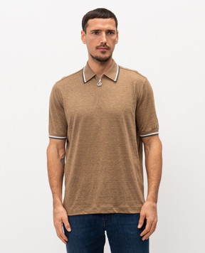 Stefano Ricci Brown linen polo shirt K919070P31T26104
