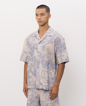 Off-White Beige linen shirt with City Nature print 44MGG01QF26F007
