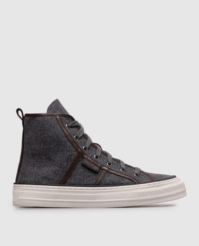 Brunello Cucinelli Gray high-tops with a monil chain MZ38G3331P
