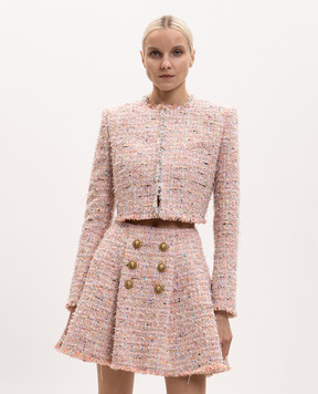 Balmain Pink cropped tweed jacket HF1SD227XM17